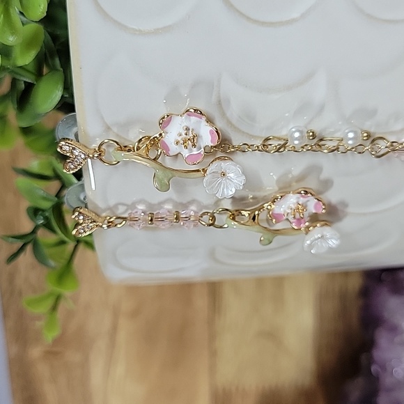 🔥LAST PAIR🔥 Spring Blossom Chain Drop Earrings, S925 - Picture 4 of 10